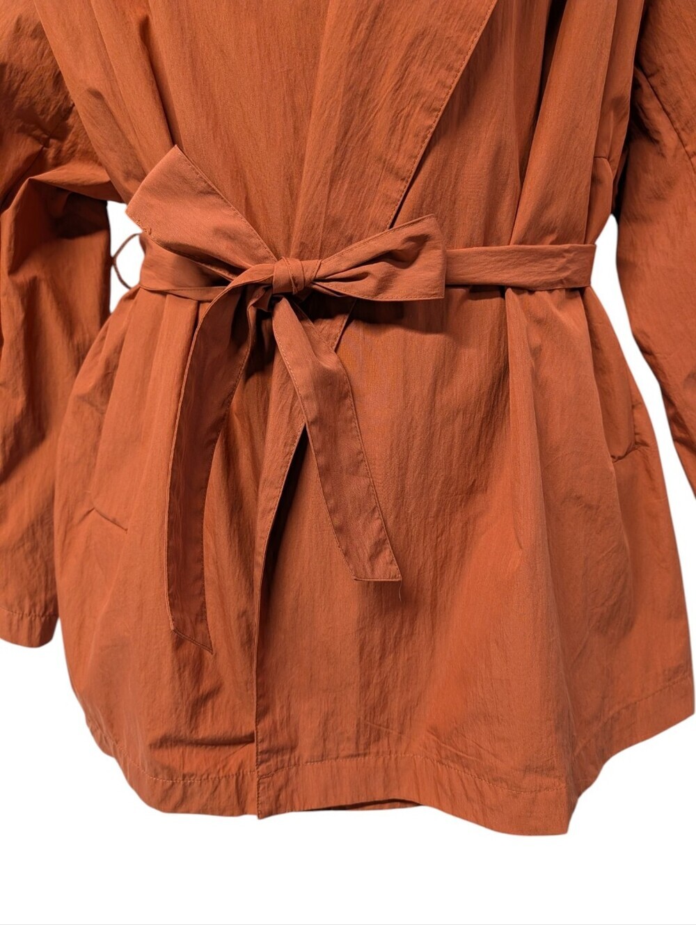 89th + Madison Rust Orange Belted Wrap Jacket Size M Collared Trench Coat Loght - Picture 4 of 7